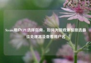 Steam用户CPU选择指南，如何为游戏体验挑选更佳处理器及查看用户名