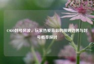 CSGO封号风波，玩家热爱背后的规则边界与封号概率探讨