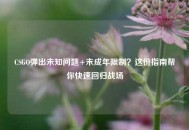 CSGO弹出未知问题+未成年限制？这份指南帮你快速回归战场