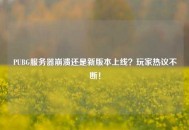 PUBG服务器崩溃还是新版本上线？玩家热议不断！