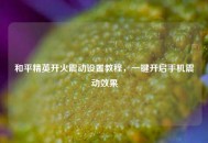和平精英开火震动设置教程，一键开启手机震动效果
