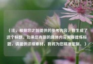 （注，根据您之前提供的参考内容，我生成了这个标题。如果您有新的具体内容需要提炼标题，请提供详细素材，我将为您精准定制。）