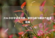 PUBG卡白字读条问题，原因分析与解决方案全指南