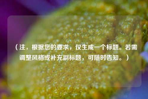 (注,根据您的要求,仅生成一个标题。若需调整风格或补充副标题,可随时告知。)