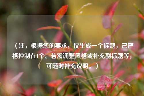 (注,根据您的要求,仅生成一个标题,已严格控制在1个。若需调整风格或补充副标题等,可随时补充说明。)