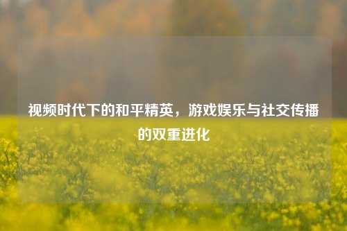 视频时代下的和平精英,游戏娱乐与社交传播的双重进化