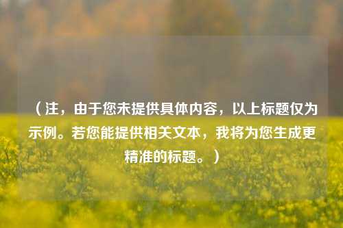 (注,由于您未提供具体内容,以上标题仅为示例。若您能提供相关文本,我将为您生成更精准的标题。)