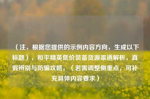 (注,根据您提供的示例内容方向,生成以下标题),和平精英低价装备货源渠道解析,真假辨别与防骗攻略,(若需调整侧重点,可补充具体内容要求)
