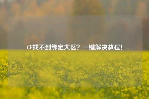 CF找不到绑定大区?一键解决教程!