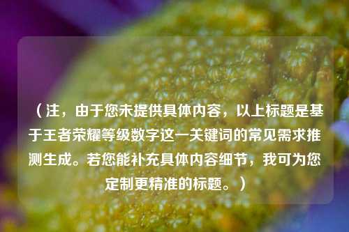 (注,由于您未提供具体内容,以上标题是基于王者荣耀等级数字这一关键词的常见需求推测生成。若您能补充具体内容细节,我可为您定制更精准的标题。)