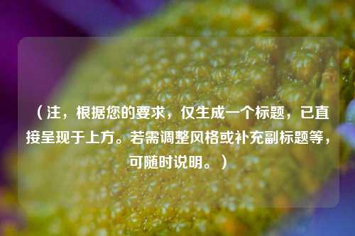 (注,根据您的要求,仅生成一个标题,已直接呈现于上方。若需调整风格或补充副标题等,可随时说明。)