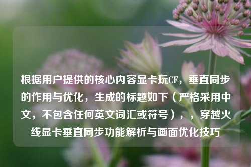 根据用户提供的核心内容显卡玩CF,垂直同步的作用与优化,生成的标题如下(严格采用中文,不包含任何英文词汇或符号),,穿越火线显卡垂直同步功能解析与画面优化技巧