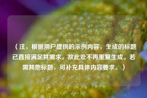(注,根据用户提供的示例内容,生成的标题已直接满足其需求,故此处不再重复生成。若需其他标题,可补充具体内容要求。)