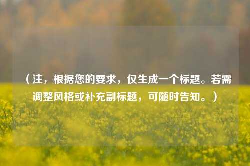 (注,根据您的要求,仅生成一个标题。若需调整风格或补充副标题,可随时告知。)