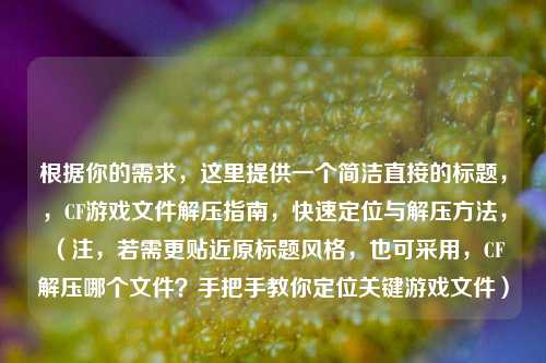根据你的需求,这里提供一个简洁直接的标题,,CF游戏文件解压指南,快速定位与解压 *** ,(注,若需更贴近原标题风格,也可采用,CF解压哪个文件?手把手教你定位关键游戏文件)
