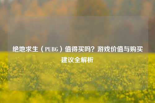 绝地求生(PUBG)值得买吗?游戏价值与购买建议全解析