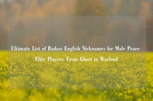 Ultimate List of Badass English Nicknames for Male Peace Elite Players: From Ghost to Warlord