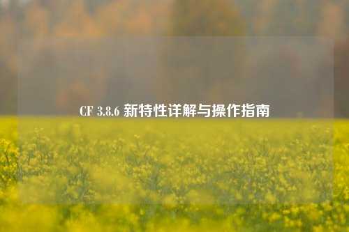 CF 3.8.6 新特性详解与操作指南