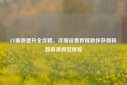 CF画质提升全攻略,详细设置教程助你获得极致高清视觉体验