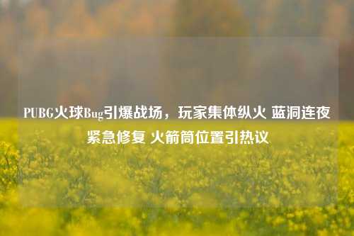 PUBG火球Bug引爆战场,玩家集体纵火 蓝洞连夜紧急修复 火箭筒位置引热议