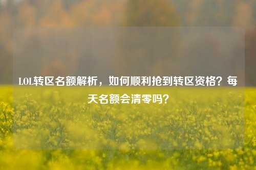 LOL转区名额解析,如何顺利抢到转区资格?每天名额会清零吗?