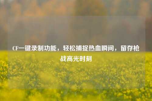 CF一键录制功能,轻松捕捉热血瞬间,留存枪战高光时刻