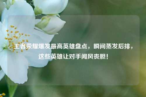 王者荣耀爆发更高英雄盘点,瞬间蒸发后排,这些英雄让对手闻风丧胆!