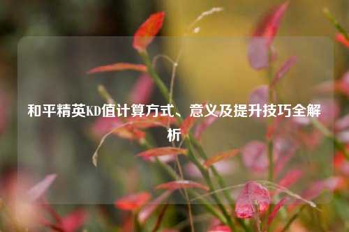 和平精英KD值计算方式、意义及提升技巧全解析