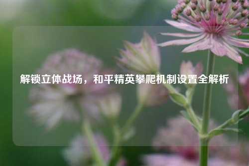 解锁立体战场,和平精英攀爬机制设置全解析