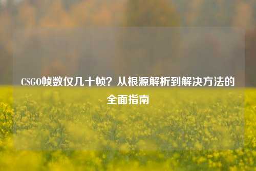 CSGO帧数仅几十帧?从根源解析到解决 的全面指南