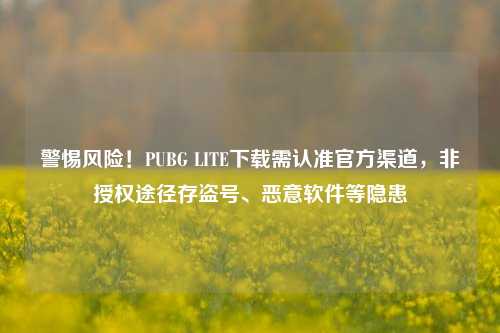 警惕风险!PUBG LITE下载需认准官方渠道,非授权途径存盗号、恶意软件等隐患