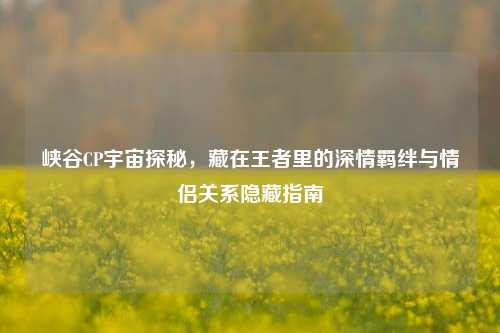 峡谷CP宇宙探秘,藏在王者里的深情羁绊与情侣关系隐藏指南