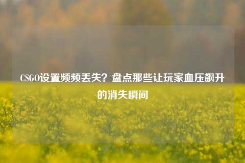 CSGO设置频频丢失?盘点那些让玩家血压飙升的消失瞬间
