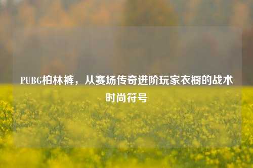 PUBG柏林裤,从赛场传奇进阶玩家衣橱的战术时尚符号