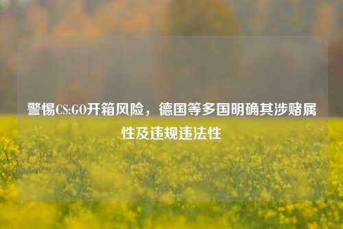 警惕CS:GO开箱风险,德国等多国明确其涉赌属性及违规违法性