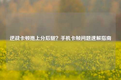 逆战卡顿拖上分后腿?手机卡帧问题速解指南