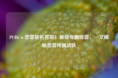 PUBG×悲喜联名官宣!解锁专属惊喜,一文揭秘悲喜所属战队