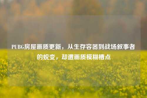 PUBG房屋画质更新,从生存容器到战场叙事者的蜕变,却遭画质模糊槽点