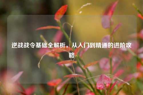 逆战战令基础全解析,从入门到精通的进阶攻略