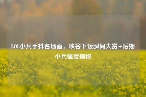 LOL小兵手抖名场面,峡谷下饭瞬间大赏+后期小兵强度揭秘