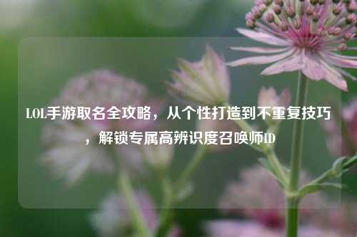 LOL手游取名全攻略,从个性打造到不重复技巧,解锁专属高辨识度召唤师ID