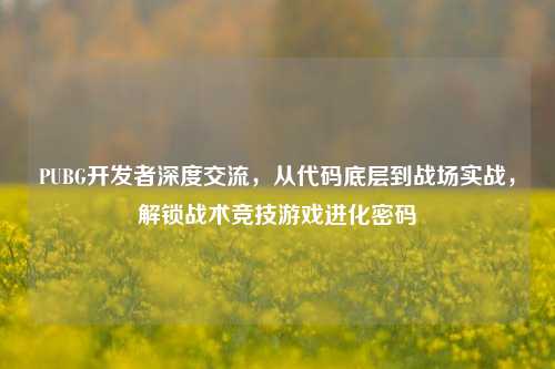 PUBG开发者深度交流,从代码底层到战场实战,解锁战术竞技游戏进化密码
