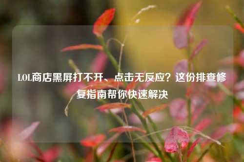LOL商店黑屏打不开、点击无反应?这份排查修复指南帮你快速解决