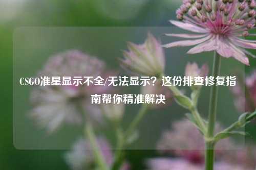 CSGO准星显示不全/无法显示?这份排查修复指南帮你精准解决