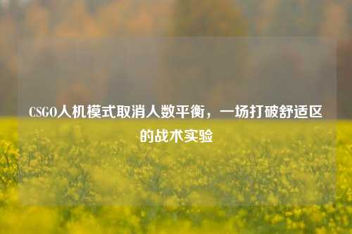 CSGO人机模式取消人数平衡,一场打破舒适区的战术实验