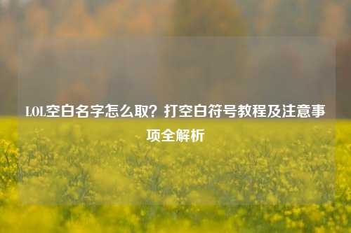 LOL空白名字怎么取?打空白符号教程及注意事项全解析