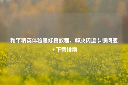 和平精英体验服修复教程,解决闪退卡顿问题+下载指南