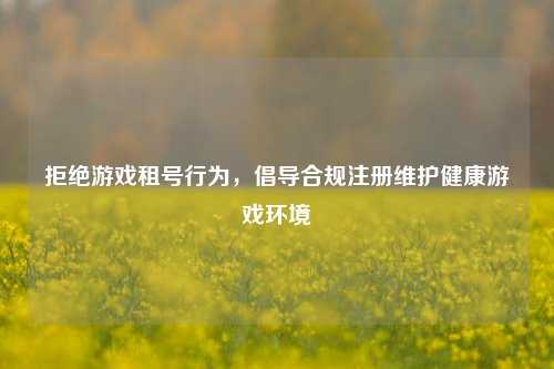 拒绝游戏租号行为，倡导合规注册维护健康游戏环境