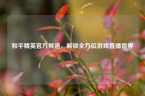 和平精英官方频道,解锁全方位游戏直播世界