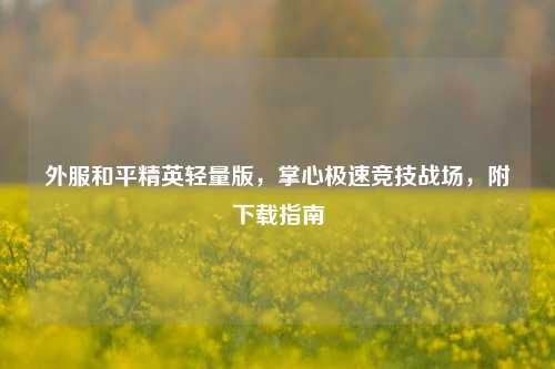 外服和平精英轻量版,掌心极速竞技战场,附下载指南